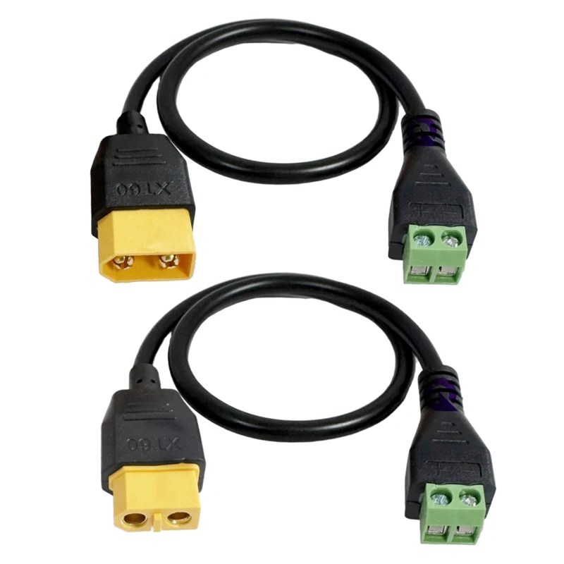 4PCS XT60 Male/Female to 2P Solderless Green Terminal Adapter Cable Quick-Connect RC Aircraft Balance Charger Extension Line