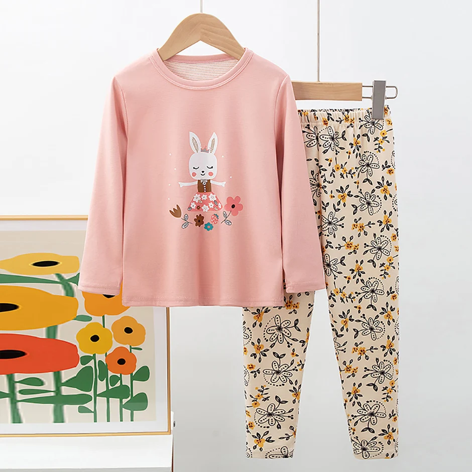 2-teiliges Kinder-Set, Jungen/Mädchen, gleicher Stil, Herbst/Winter, warm, schweißabsorbierend, bedruckt, mehrfarbig, modische Pyjamas – Detail 22