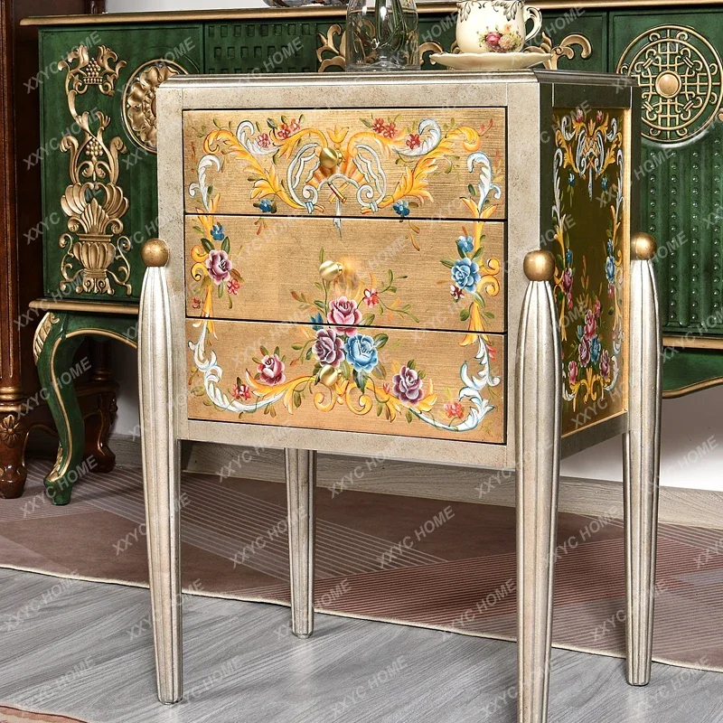 

Solid wood corner few painted edges few drawers retro bedside table