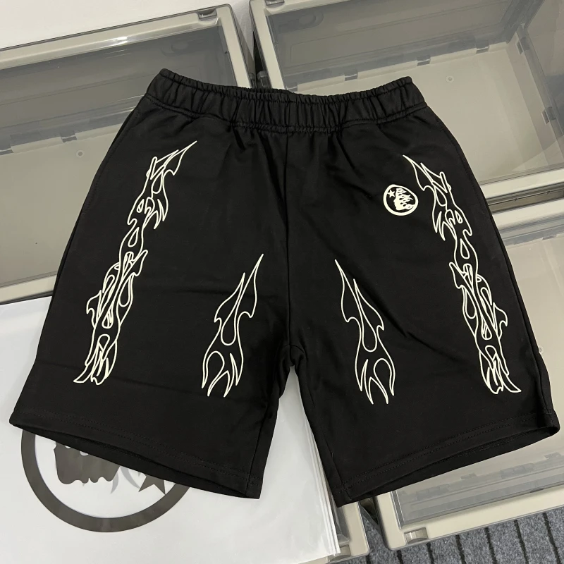 

Hell Star Summer Logo Flame Print orts American Loose Cotton Fce Men's Casual Sport Pants Youthful Dync Daily Wear