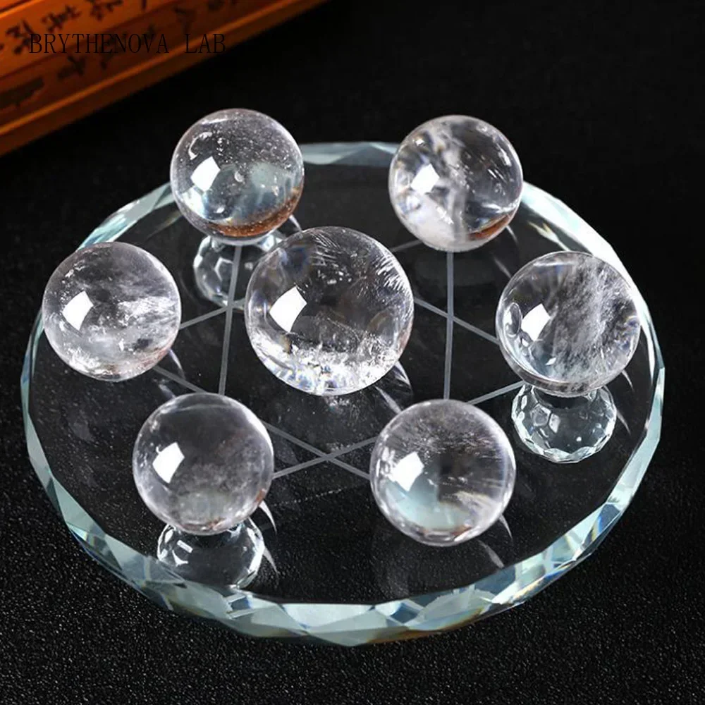 Natural Clear Quartz Crystal Ball Seven Star Array Reiki Healing Shui Feng Sphere Lucky Home Decor