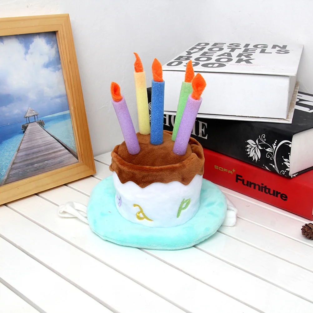 

1pc Dog Birthday Hat Adjustable Cartoon Cake Design For Pet Party Festival Photo Shoot Small Medium Breeds Pet Birthday