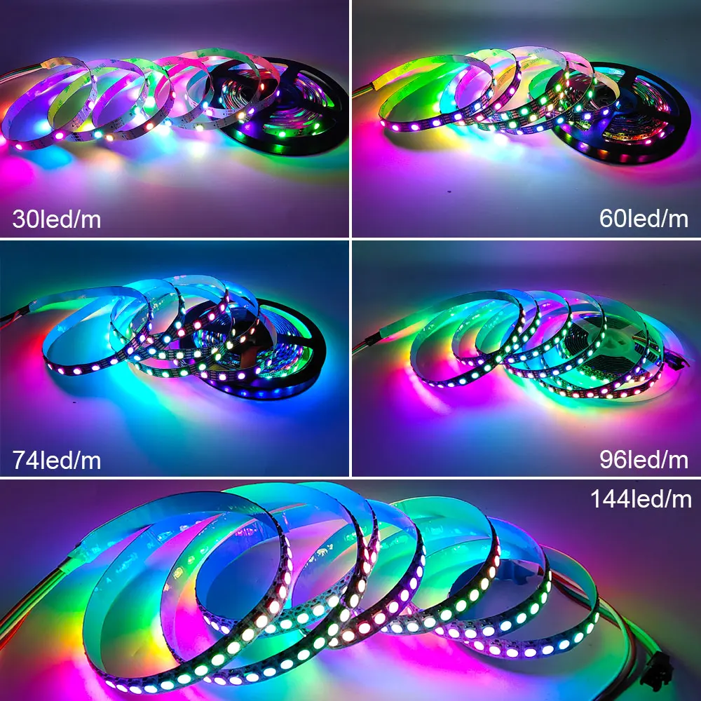 WS2812B WS2815 30/60/74/96/144Pixels/Leds/m RGB Smart LED Strip WS2812 5050 RGBIC Individually Addressable Tape Light DC5V/DC12V