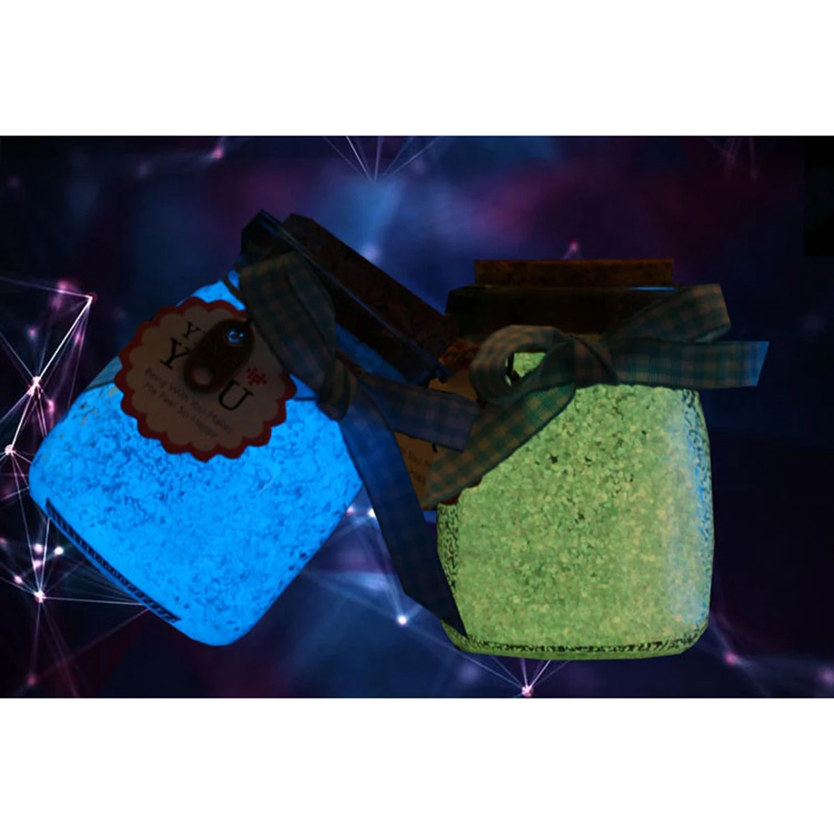 2 Pack Luminous Sand Phosphorescent Pigment Bright Fluorescent Nail Glitter Non-