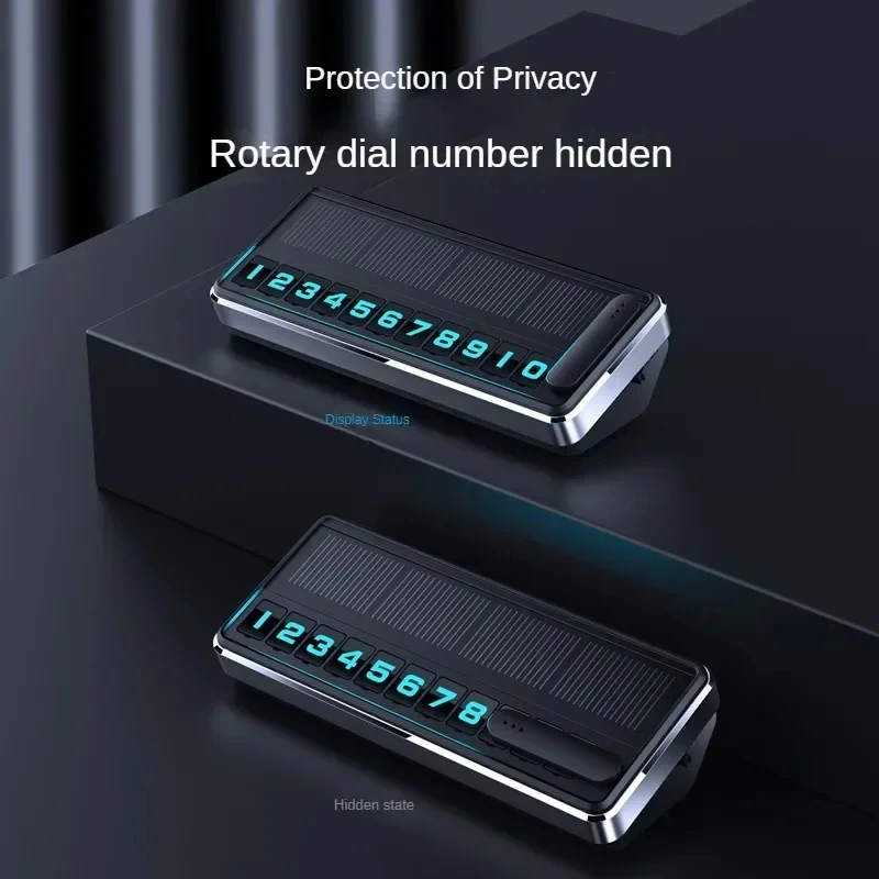 1 قطعة رقم هاتف السيارة بالطاقة الشمسية لوحة Led الإضاءة بطاقة ركن السيارة المؤقتة لوحات مخفية موقف السيارات أرقام متعددة أدوات وقوف السيارات