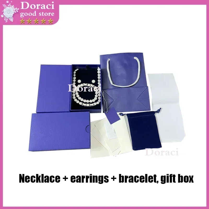 High Quality Women's platinum Pure charming Jewelry Necklace Earring Bracelet Set, Elegant and Generous, Comes with A Gift Box