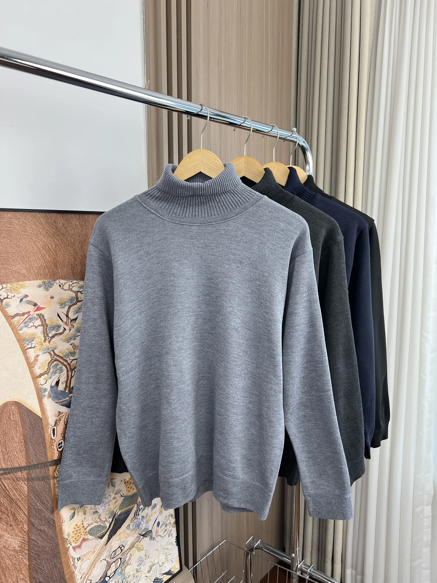 

Men's Winter High Collar Knitted Sweater Fce Lined Basic Versatile Sle Casual Wear Daily Long Sve Overhead Coat