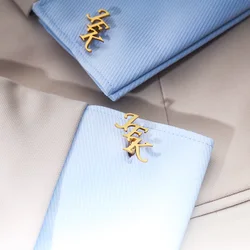 Tangula Custom 2-3 Letters Cufflinks Stainless Steel Mens Initials Cufflinks Personalize Name Buttons Groom Wedding Accessories