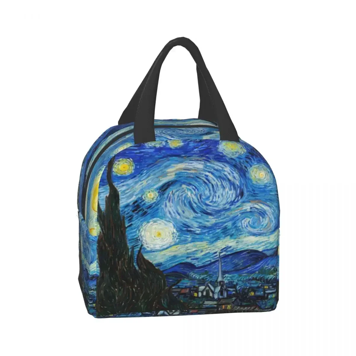 

Van Gogh Starry Night Insulated Lunch Tote Bag for Women School Portable Thermal Cooler Almond Blossoms Flowers Art Lunch Box