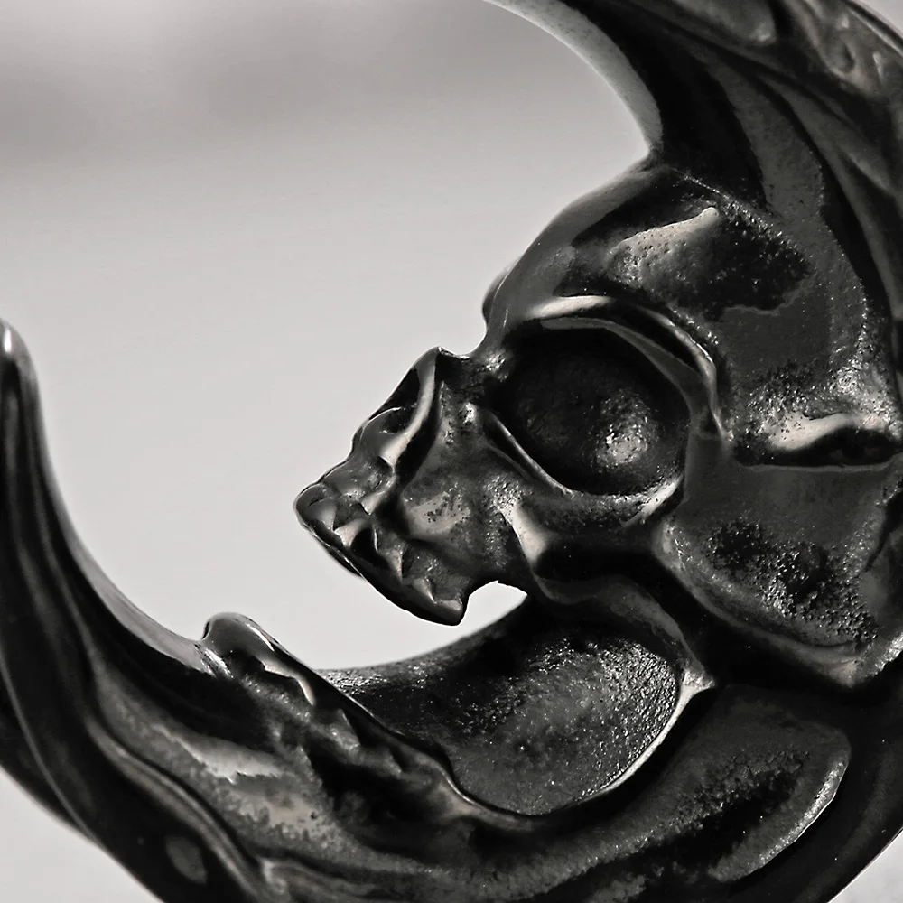 Casvort 2PCS 316 Stainless Steel Moon Skull Face Ear Tunnels Plugs Piercing Gauges Body Jewelry Stretched lobe Ear