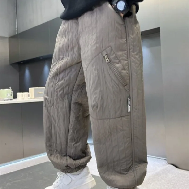 Winter Fleece-Lined Boys Athletic Pants Toddler & Kids Lambswool-Lined Thermal Insulation Straight Leg Winter Cotton Pants