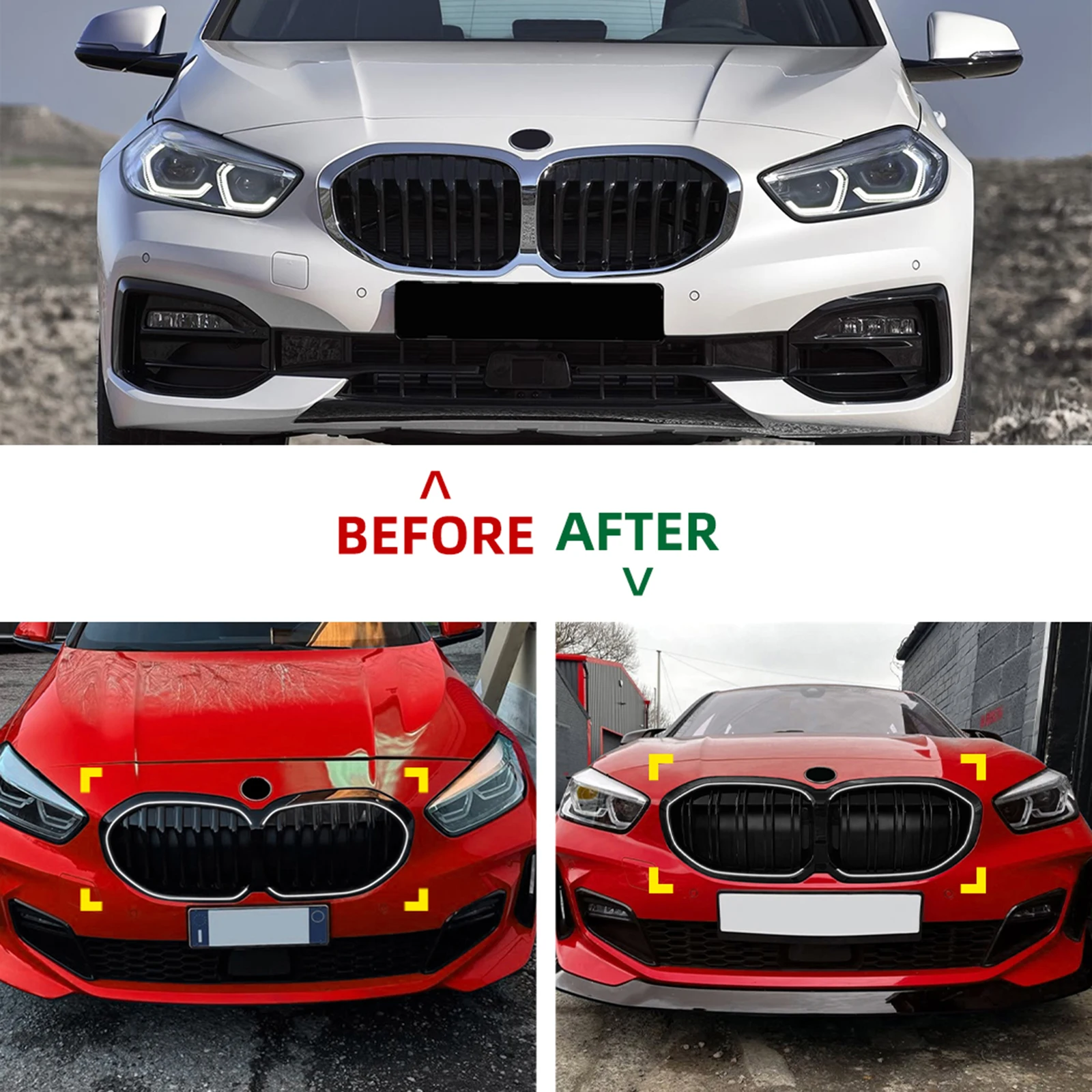 

Car Front Bumper Grille Kidney Grill Hood Mesh Grid with LED Light For BMW 1 Series F40 2019 2020 2021 2022 2023 2024