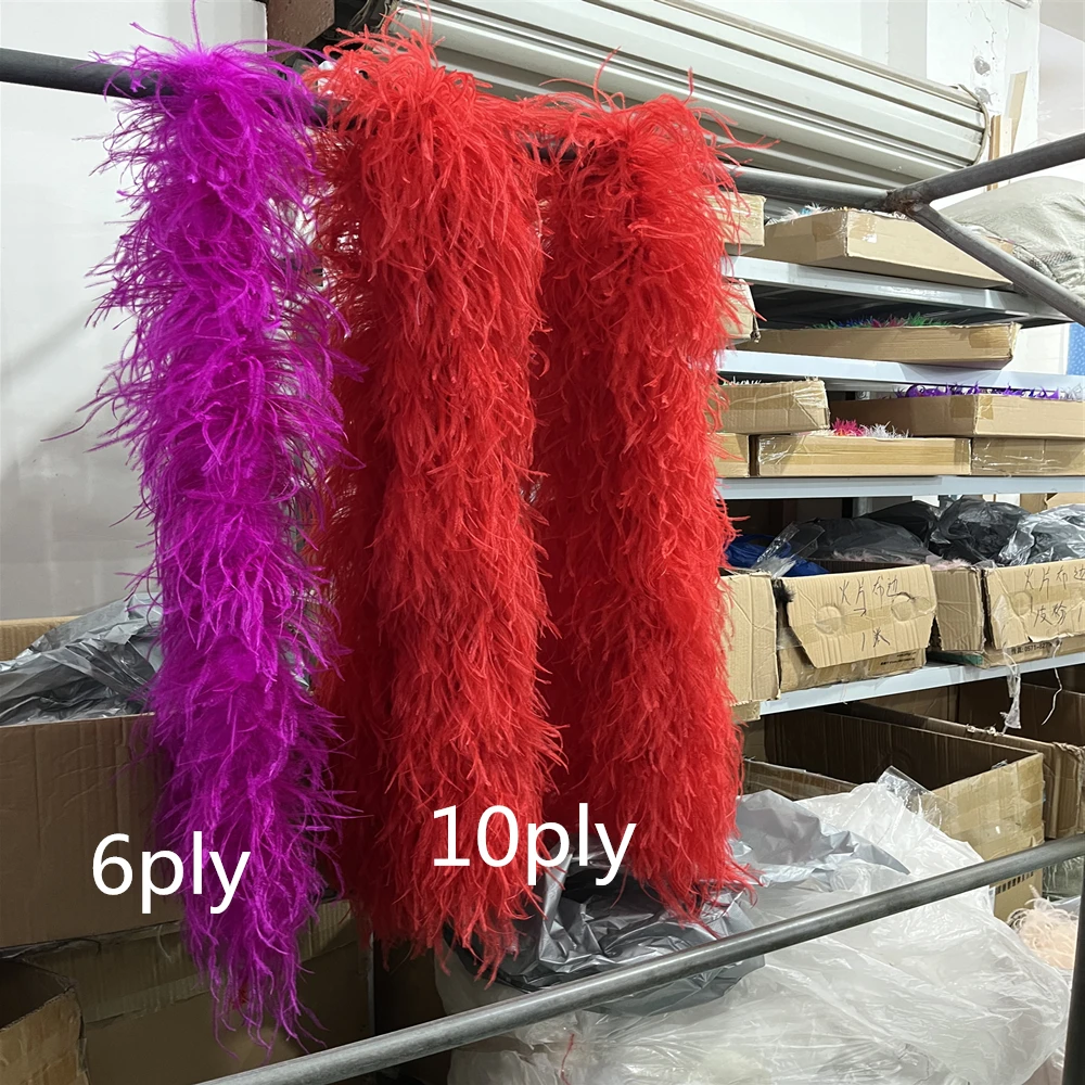 

6 10 15 20 25Ply Thick Fluffy Ostrich Feather Boa Scarf Trims for Crafts Party Clothing Sewing Fabric 2 Meters Long Customized