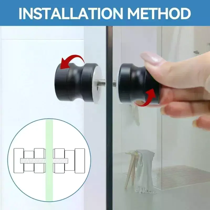 Stylish Shower Glass Door Handle,Sliding Shower Doors Knob,Double Sided Pull Hardware Replacement Parts For Bathroom Glass Doors view 4