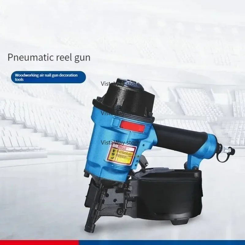 مسدس مسامير متدحرج، منصة نقالة، إطار خشبي، صندوق تصدير، مسدس أظافر مستدير، مسدس أظافر هوائي قوي للنجارة