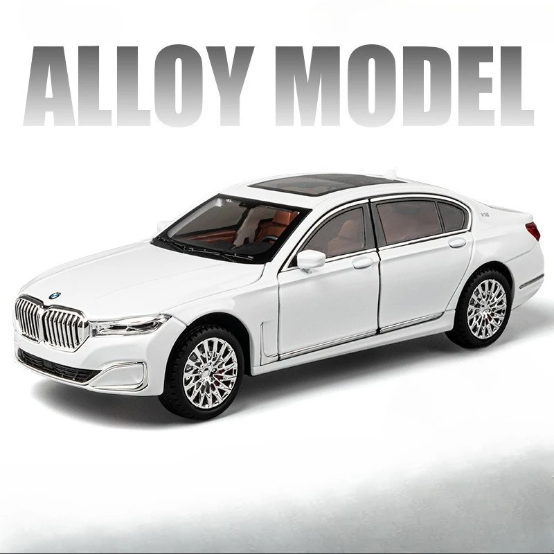 โมเดลรถอัลลอย BMW 760LI ขนาด 1/24 พร้อมเสียงเสียดสีและแสง ของเล่นเด็ก ของตกแต่งสะสมในร่ม TikTok