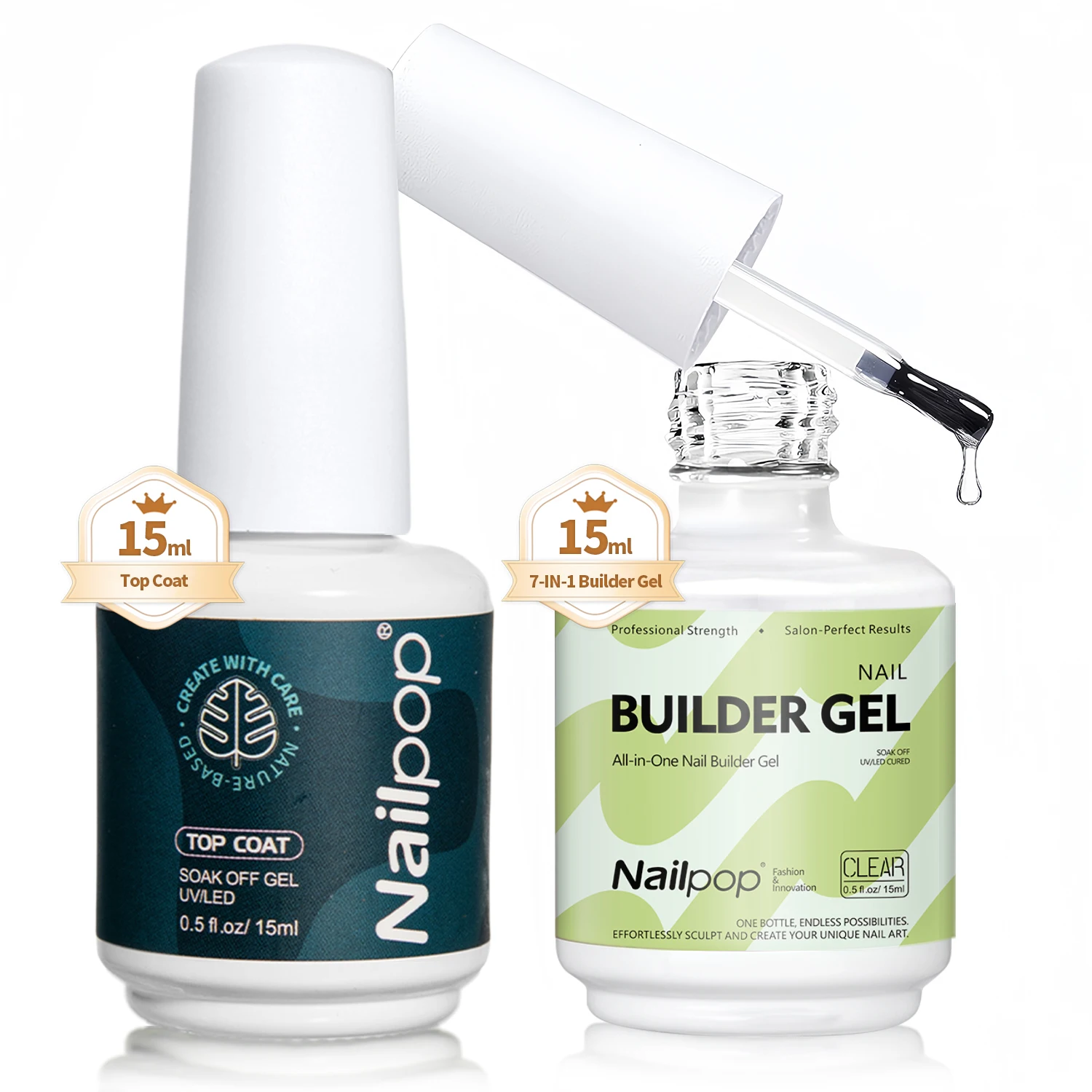 

Гель для ногтей Nailpop Builder с набором верхнего пальто для французских советов, защищающий наращивание ногтей Apex, блестящее покрытие и долговечность