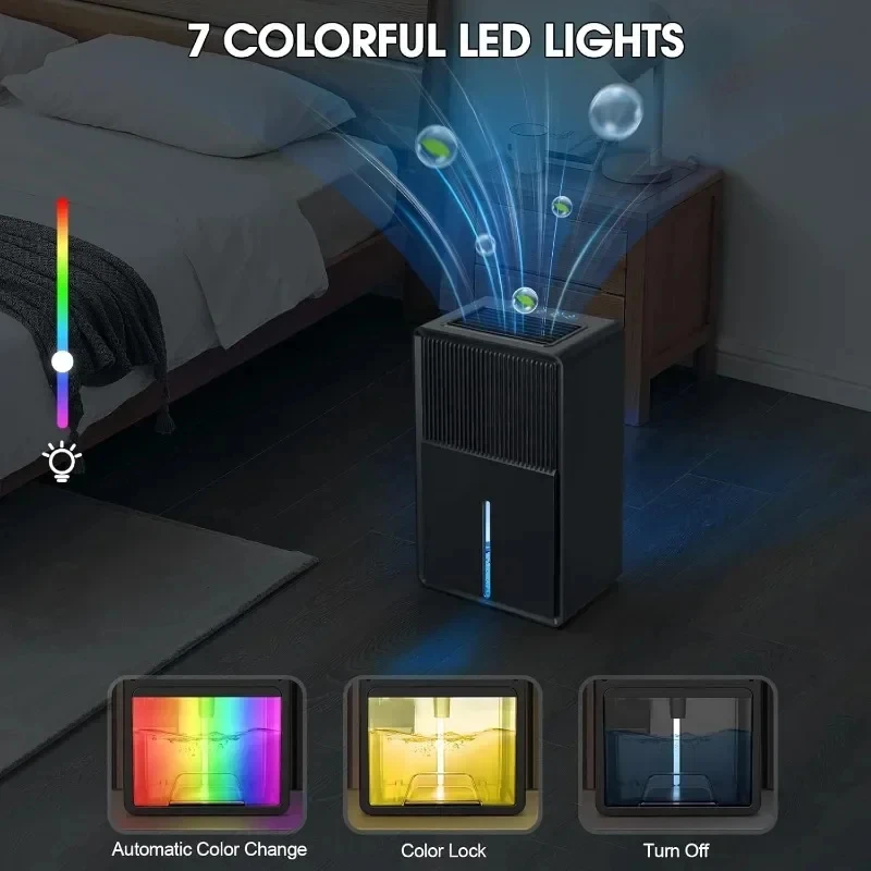 Home Dehumidifier Upgraded Basement Bedroom Closet Dehumidifier with Automatic Shutoff Sleep Mode Quiet Small Portable