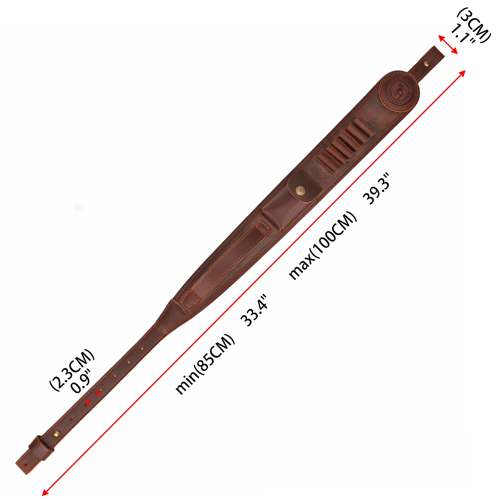 Tourbon Correa de Rifle Cuero con Soporte Portacartuchos - imagen 2