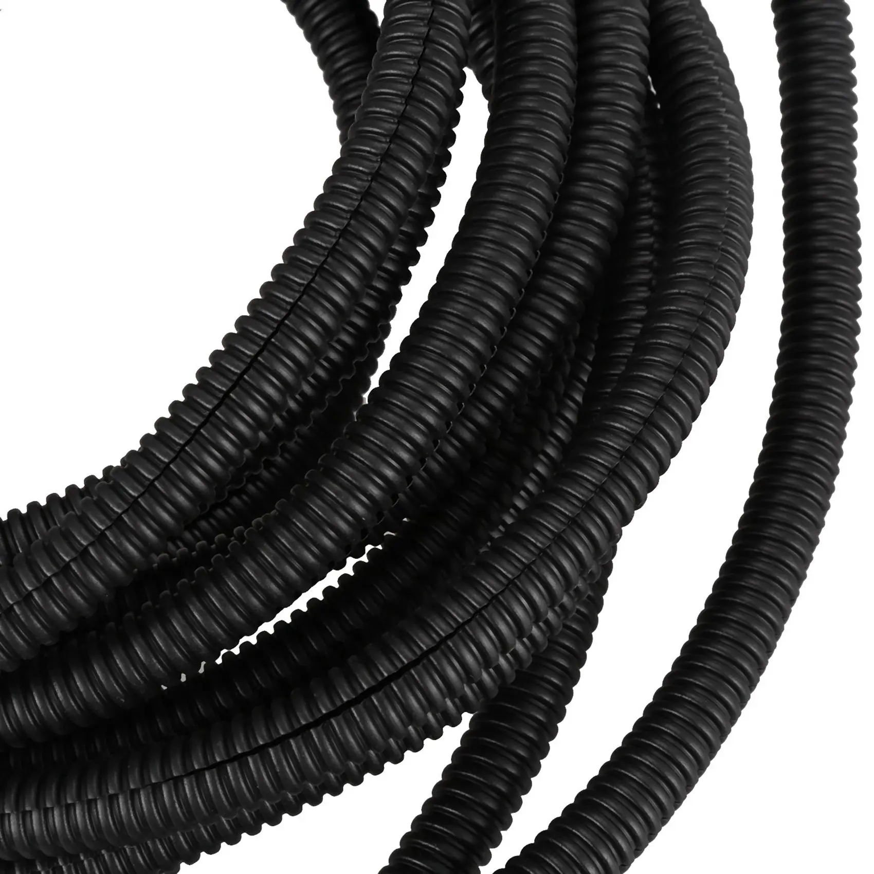 DT39 2X 25 Ft Split Wire Loom Conduit Polyethylene Tubing Black Sleeve Tube, 12.5mm ID, for Automotive Home Marine Wiring