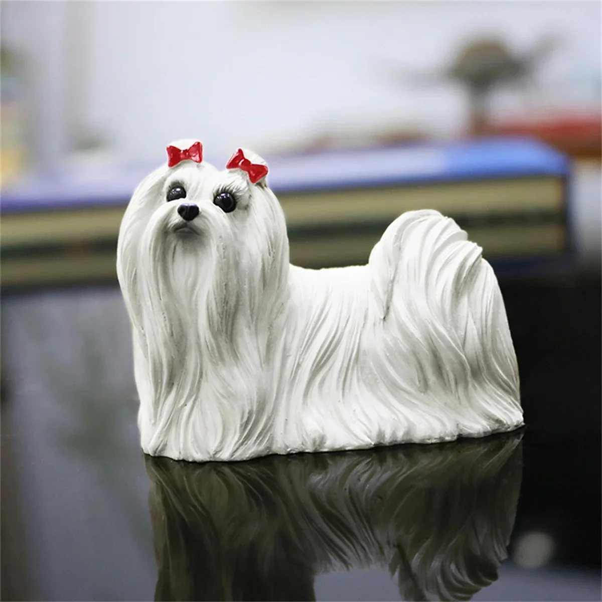 JJM Maltese Pet Dog Figure Canidae Animal Canis Lupus Familiaris Collector Toys Educational for Children Adults  Decoration