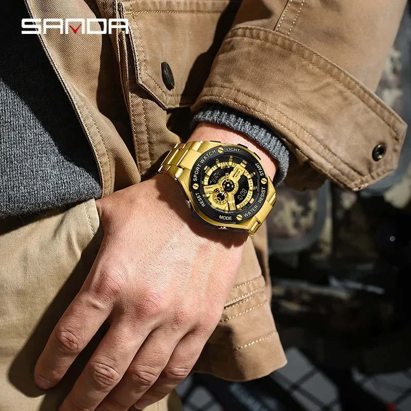 男性用デジタル時計,多機能,防水,耐衝撃性,アラーム付き,新モデル3170