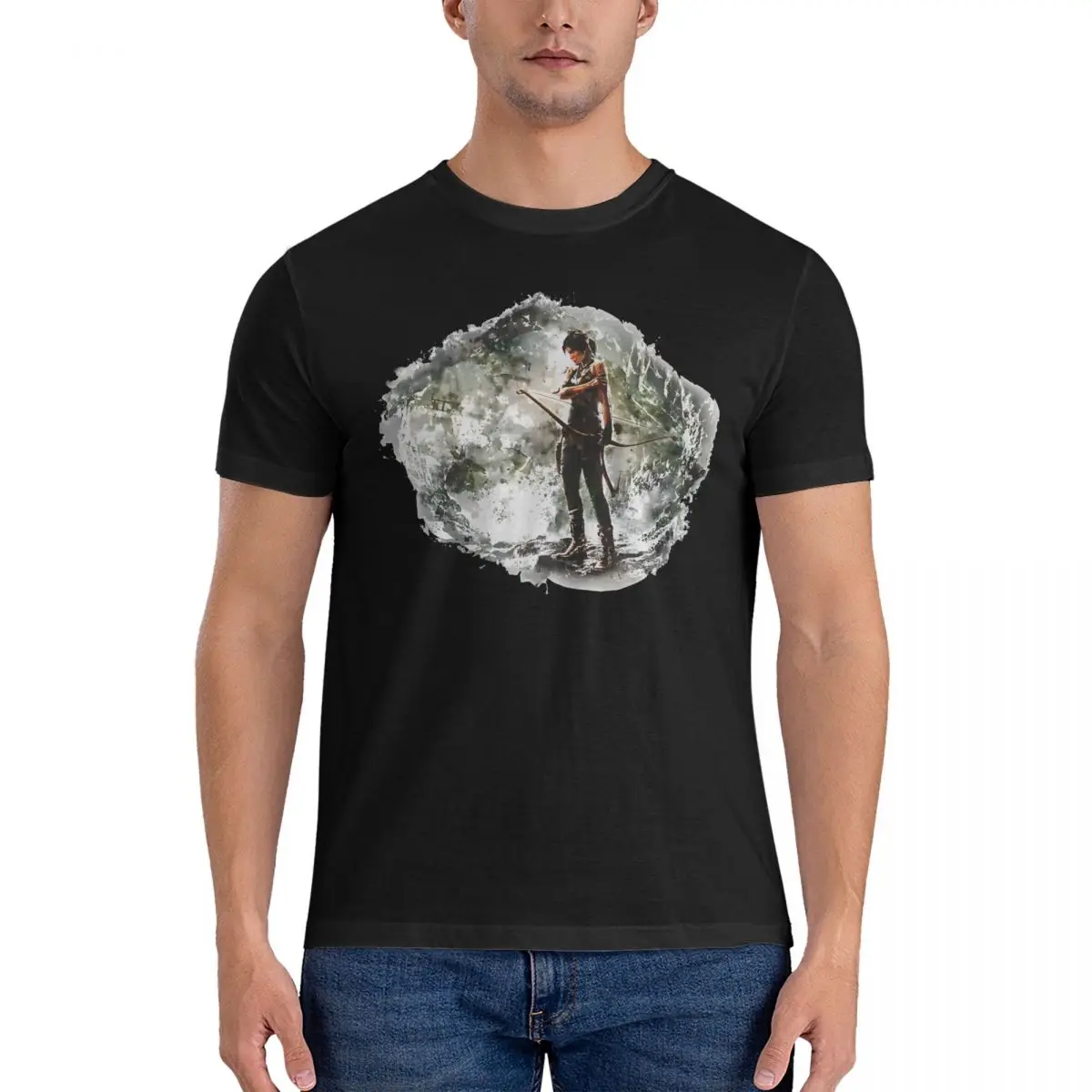 Men's Tomb Raider Painting_1 T Shirt Tomb Raiders 100% Cotton Clothes Novelty Short Sleeve Crew Neck Tee Shirt Adult T-Shirt