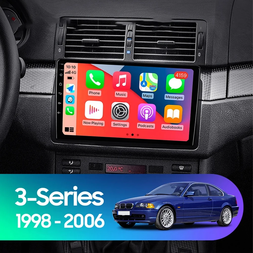 Для BMW E46 M3 1998 1999 2000 2001-2006 Android 14 Carplay Автомобильный радиоприемник Навигация GPS Мультимедийный плеер Стерео Wi-Fi + 4G BT 2 DIN