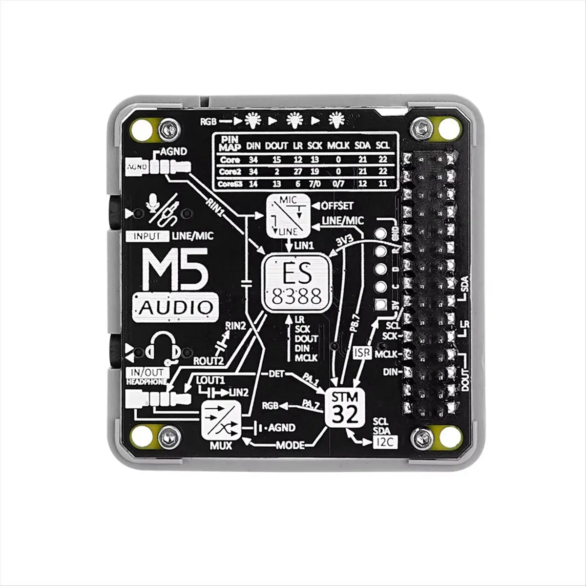 A59E Audio Module (STM32G030) ES8388 Audio Interactive Expansion Module Audio Codec TRS+TRRS Dual 3.5mm Jack CTIA(/OMTP