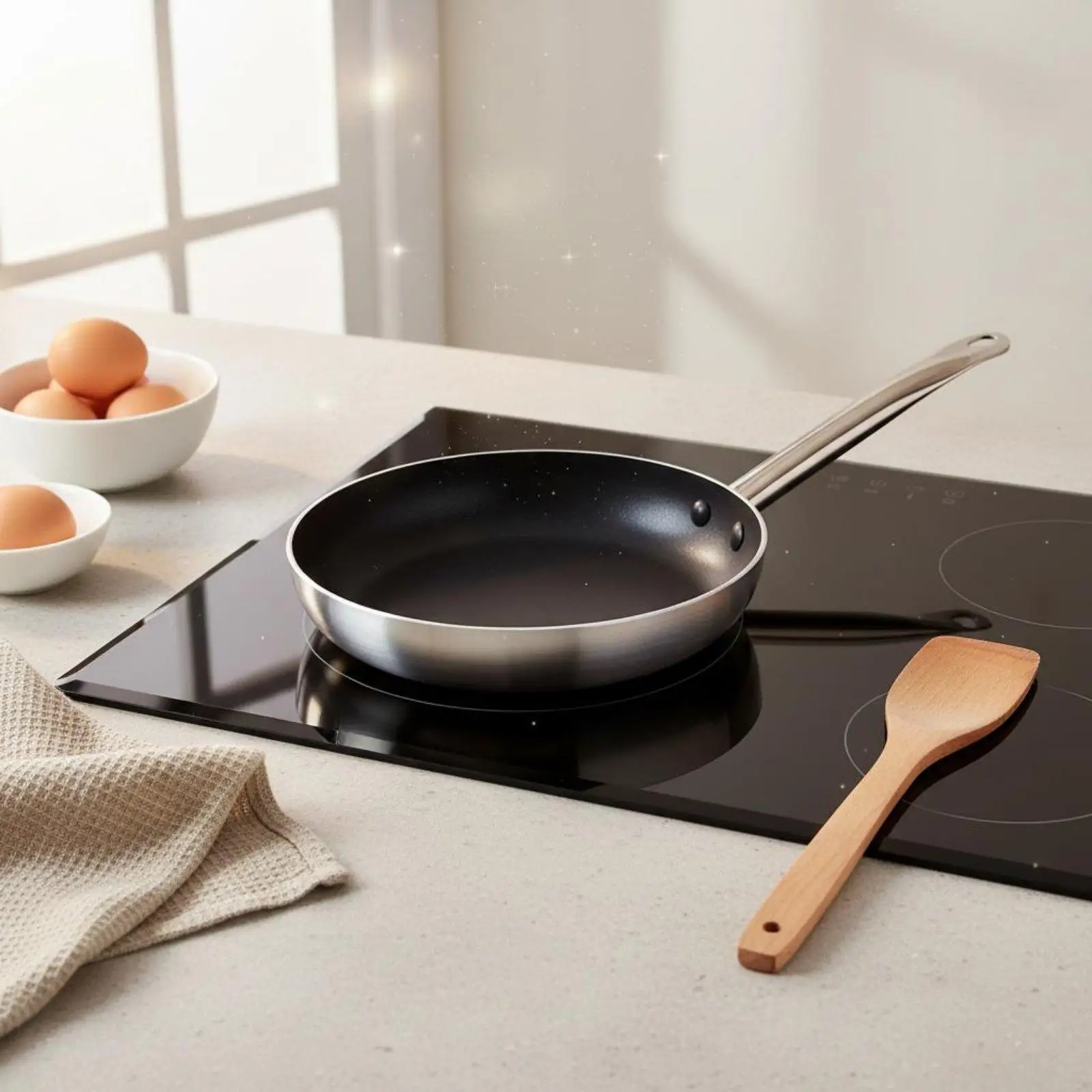 Nonstick Frying Pan for Kitchen Stove Aluminum Skillet with Composite Bottom for Quick Cleanup Healthy Cooking