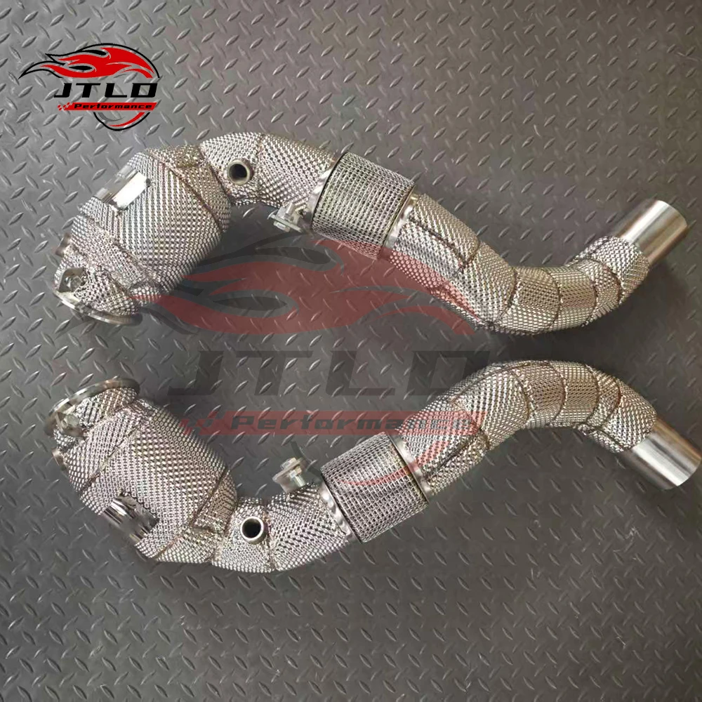 High Flow Exhaust Downpipe For BMW X5M X6M F85 F86 200 Cells With Heat Wrap, Performance Exhaust Pipe Sports