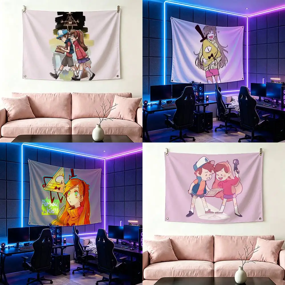 Dipper and Mabel Gravity Flags for Bedrooms Home Decor Items Outdoor Decors Garage Decoration Flaga