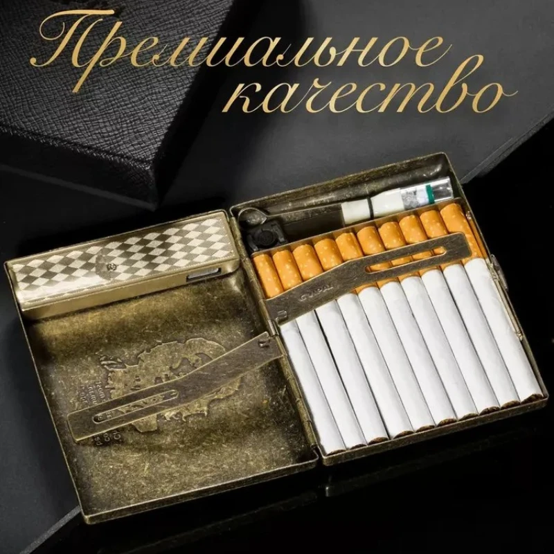 Wholesale 20 Pack Metal Multifunctional Cigarette Case with Cigarette Lighter USB Charging Tungsten Filament Lighter Smoking