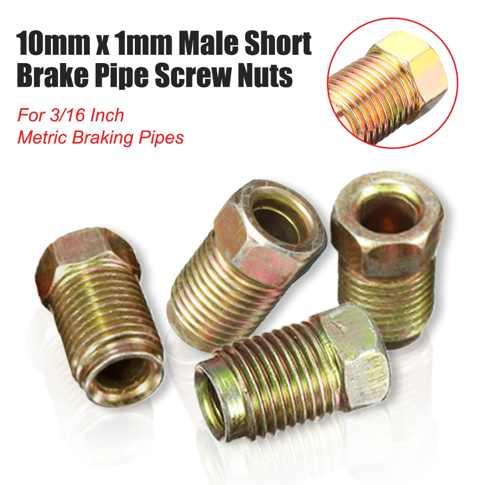 10/20Pcs / Set 10mm x 1mm Male Short Brake Pipe Screw Nuts For 3/16\