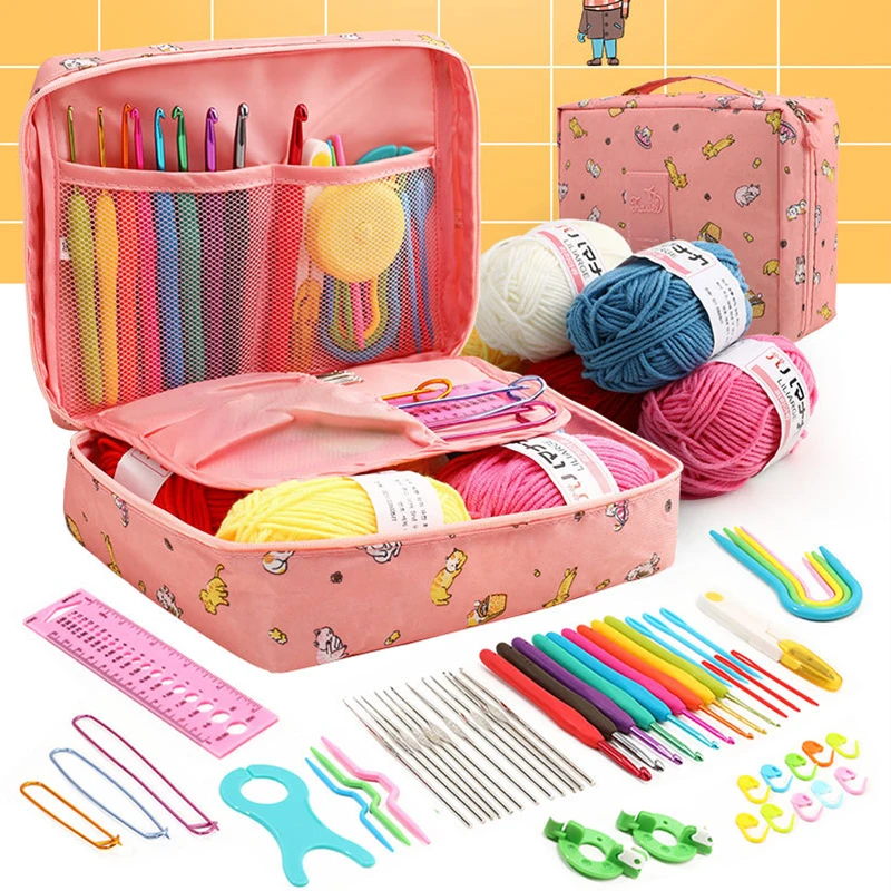 طقم كروشيه مكون من 59 قطعة للمبتدئين البالغين، طقم كروشيه متعدد الوظائف للحياكة اليدوية (لون أداة عشوائي) #1