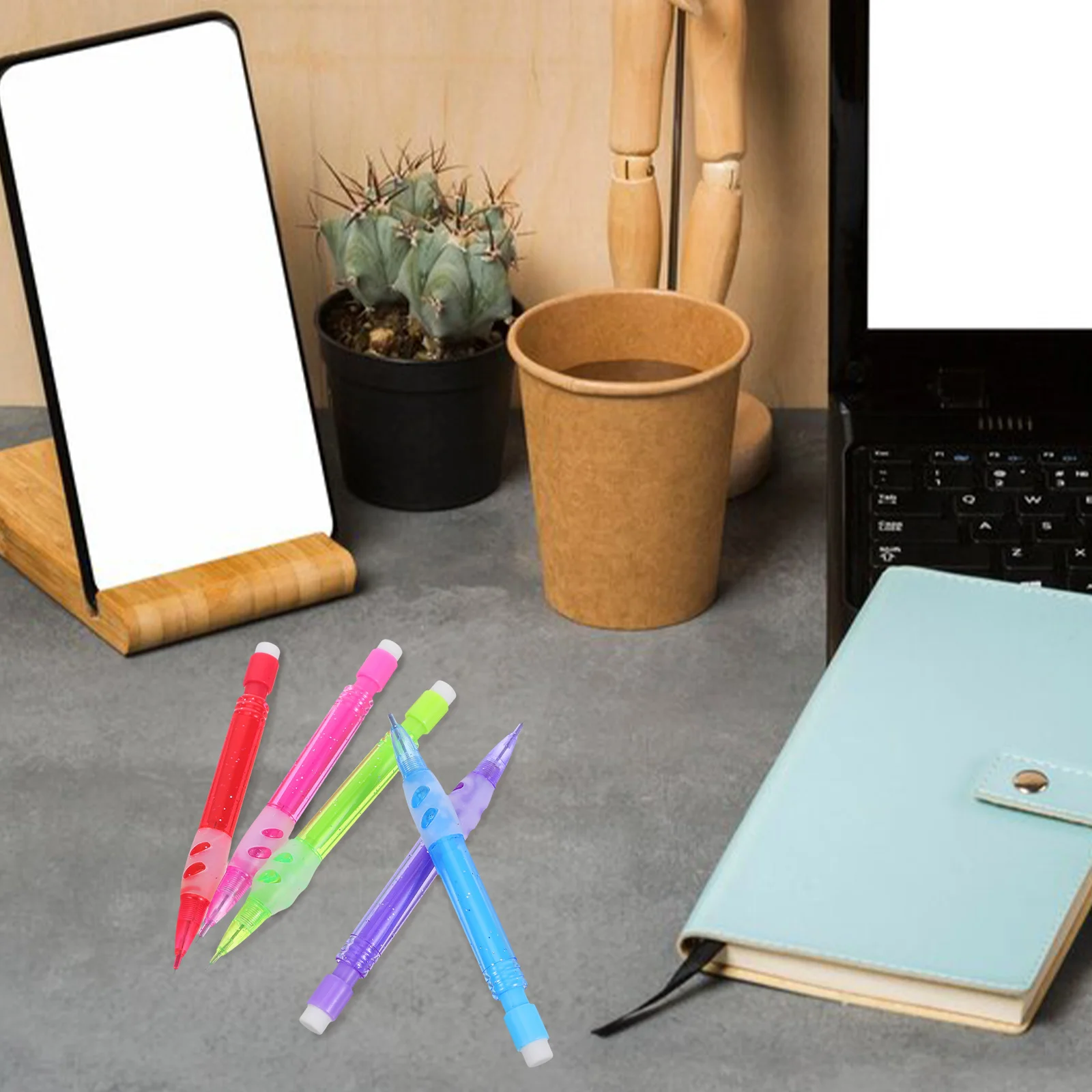 

10pcs Mini Mechanical Pencils 0.7Mm Automatic Pencils Smooth Writing Plastic Built-In Eraser Pocket Size For School