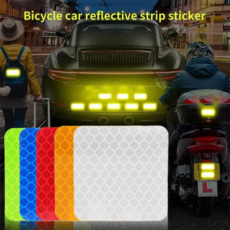 10pcs/set Car Bumper Reflective Safety Strip Stickers Car Reflective Sticker Reflective Warning Safety Tape Stickers Decals