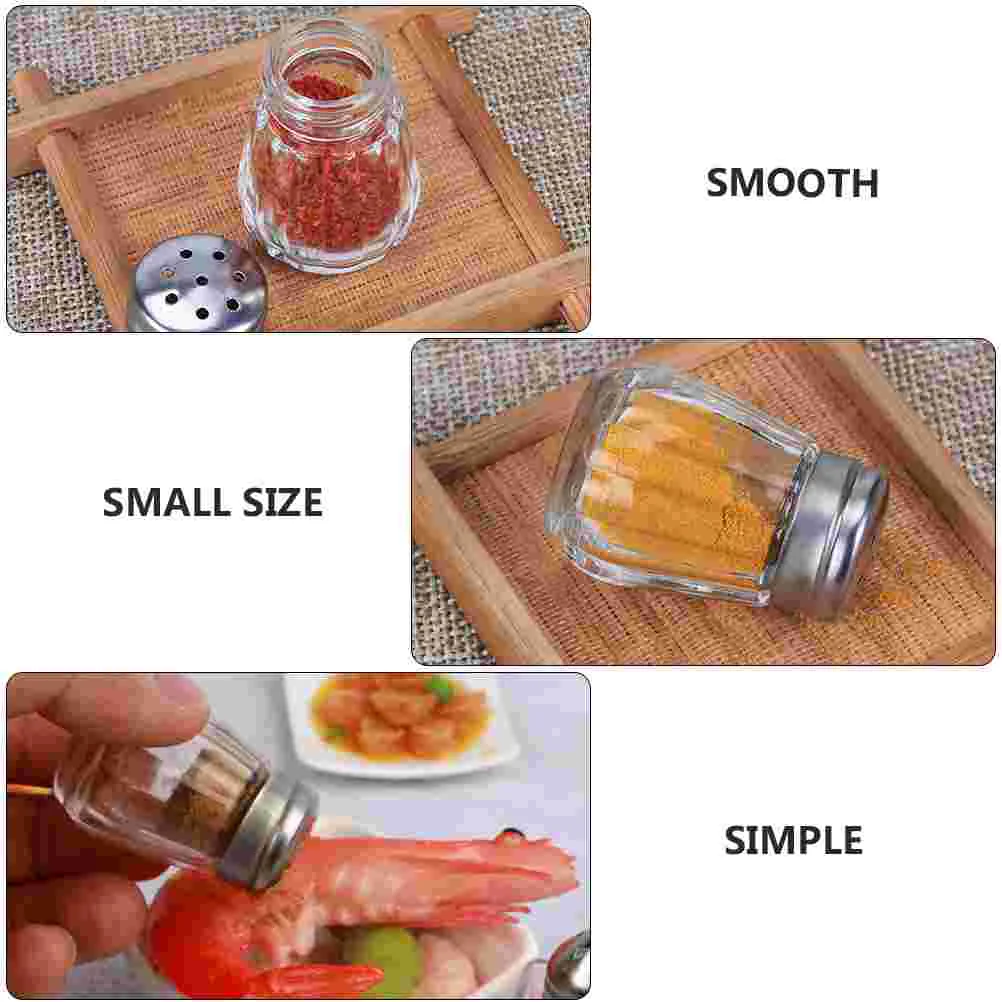 10 Pcs Mini Spice Jar Seasoning Bottles Container Castor Pepper Shaker Glass BBQ Kitchen Transparent