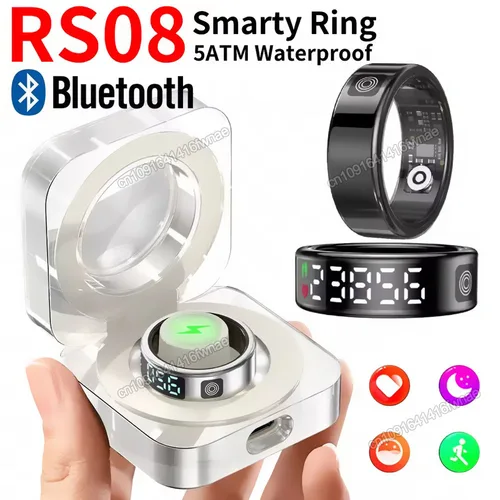 2025 nuevo anillo inteligente RS08 5ATM anillo de Fitness de salud impermeable modos multideportivos Monitor de ritmo cardíaco y oxígeno en sangre para hombres y mujeres