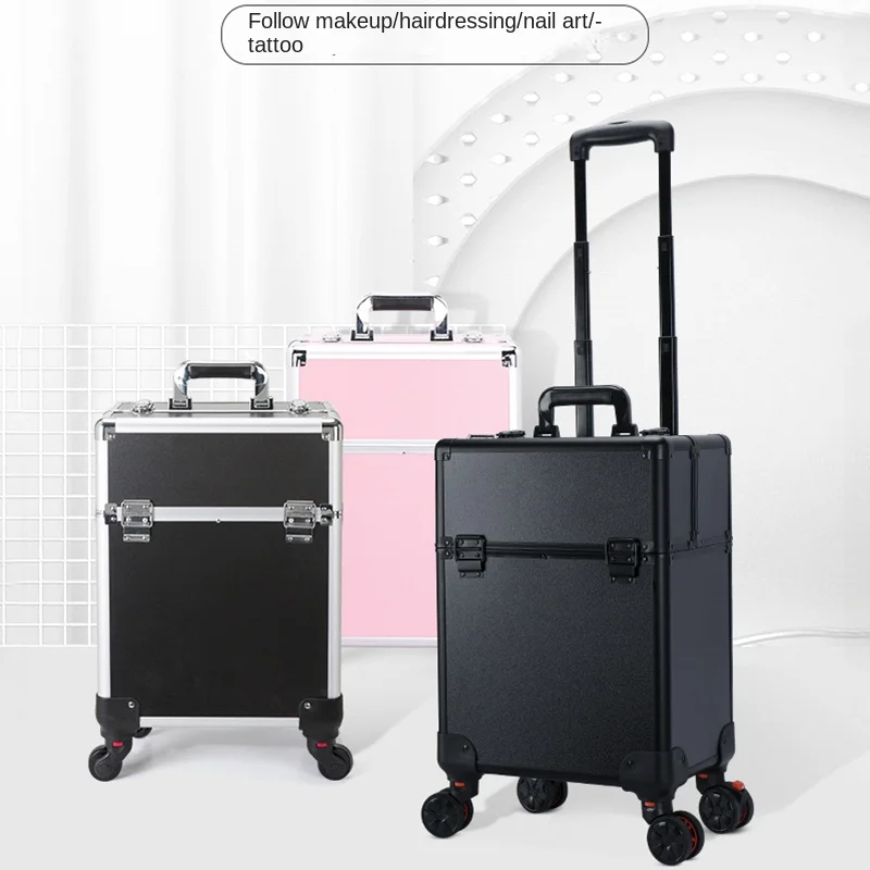 Large-capacity Professional Make-up Case Trolley Luggage Make-up Artist's Manicure and Permanent Make-up Kit Storage Toolbox