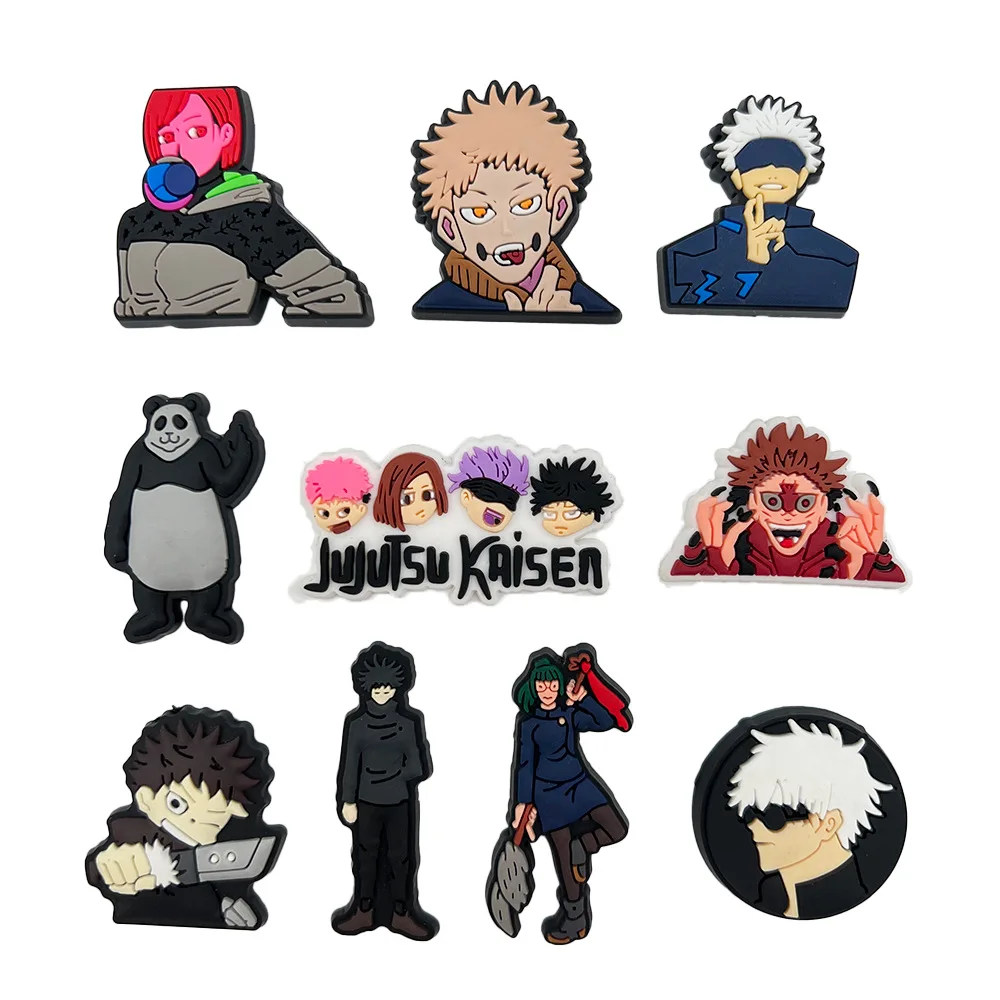 Jujutsu Kaisen Series Shoe Charms for Clogs Bubble Slides Sandals Cartoon PVC Shoe Decorations Accessories Shoe Accessories