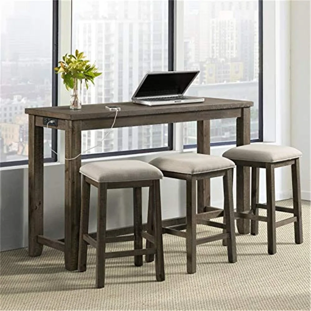 

Furnishings Stanford Multipurpose Wood Bar Table Set in Gray