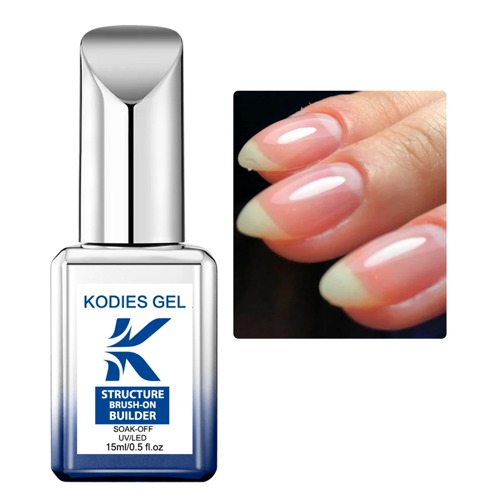 KODIES GEL Brush On Builder Nail Gel Polish 15ml Milky White Clear Pink UV Base Coat French Manicure Reinforce Gel for Extension