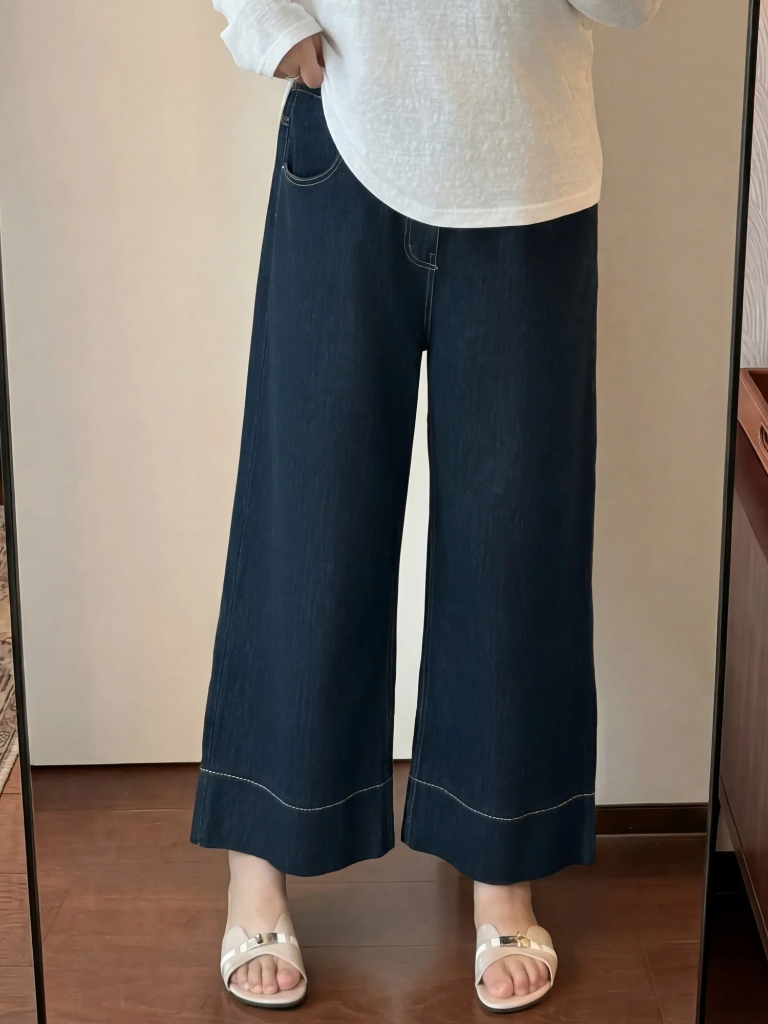 

High Waist Straight Leg Jeans plus Size Women's Spring Summer Elastic Waist Wide Leg Pants Versatile for Pear Shaped Body