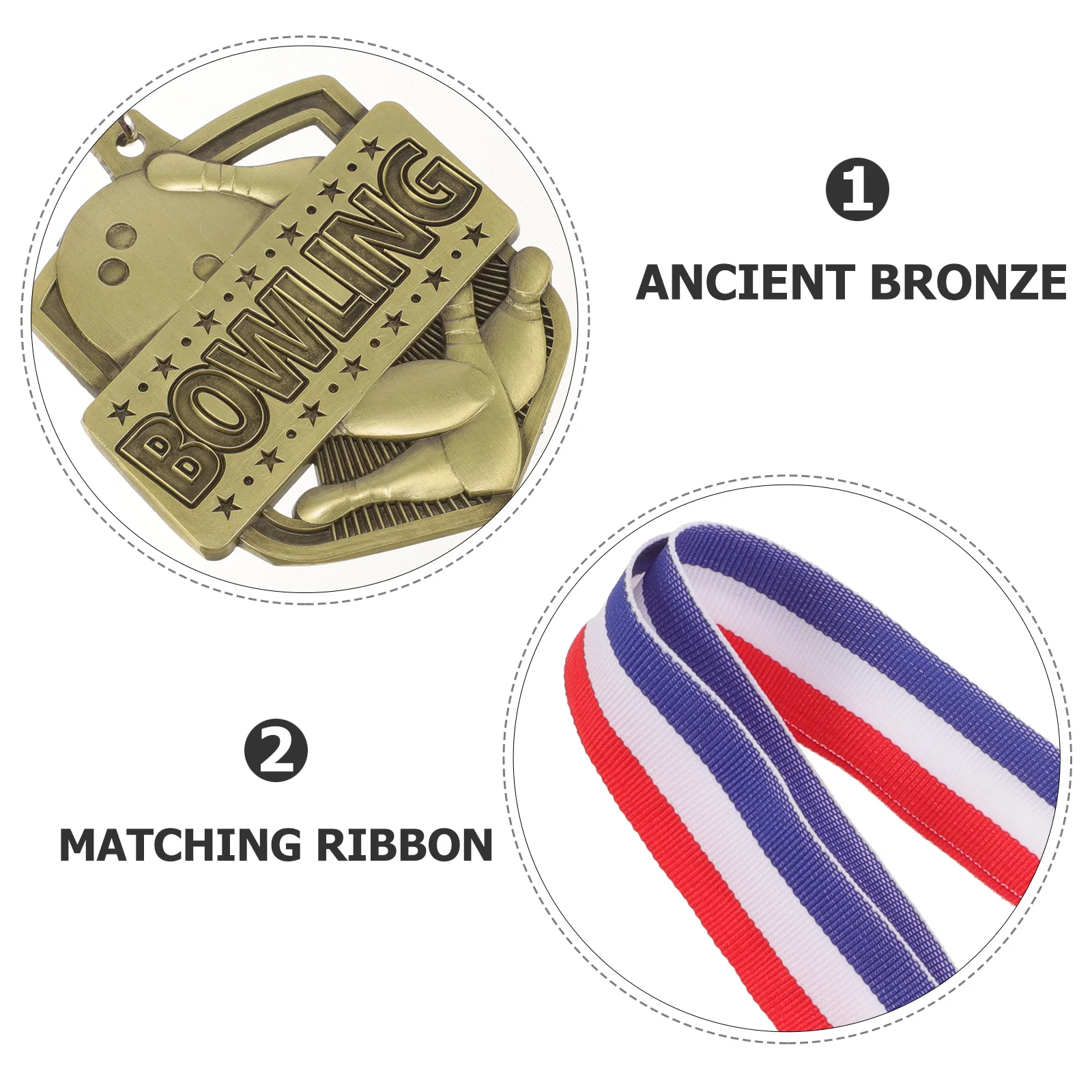 

Bowling Ancient Bronze Medal Creative Award Hanging Competition Sports Medals for Party Reward Accessory Bowling Medals