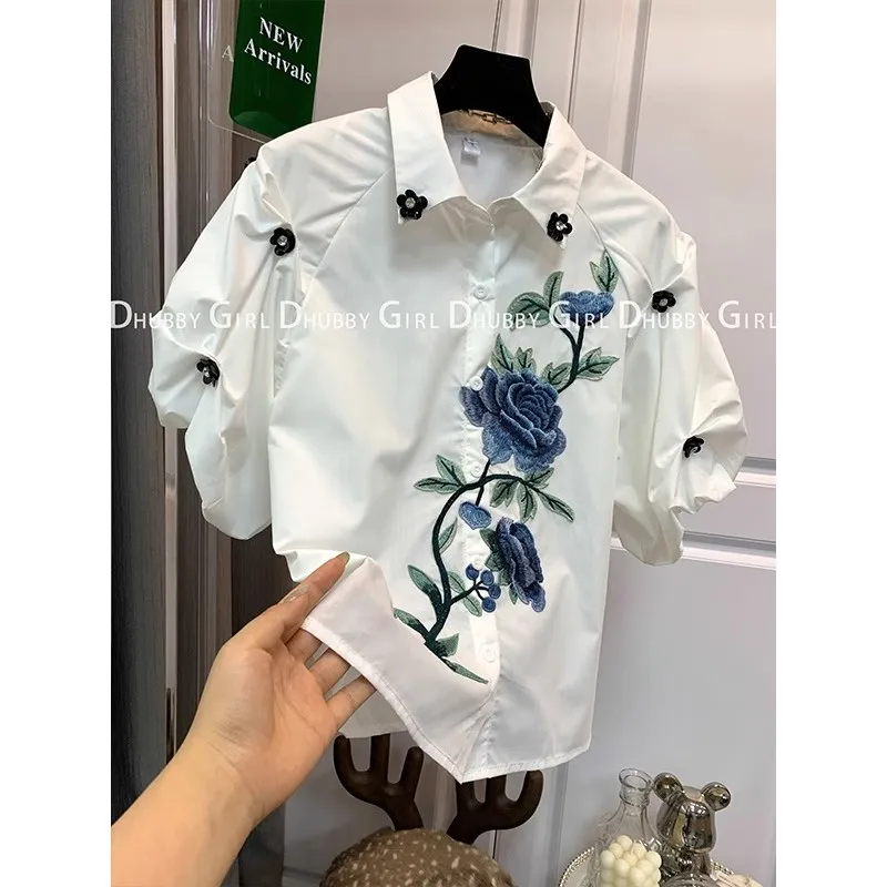 

Street Chic Printed Button Design High Quality Tshirt Tees Women Buttons 2023 Summer Short Sleeve Korean Fashion Ladies