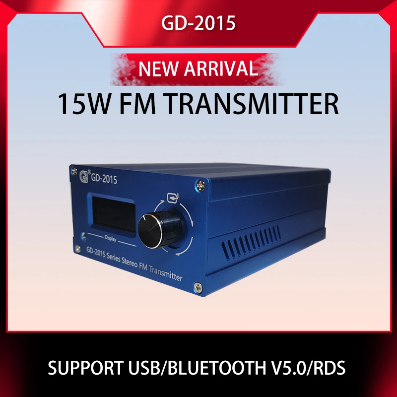 GD-2015-ALL-50W 15W FM broadcast Radio Transmitter + 50w 1/4wave Antenna + Coaxial Cablet Radio Station QN chip Q9 76-108Mhz