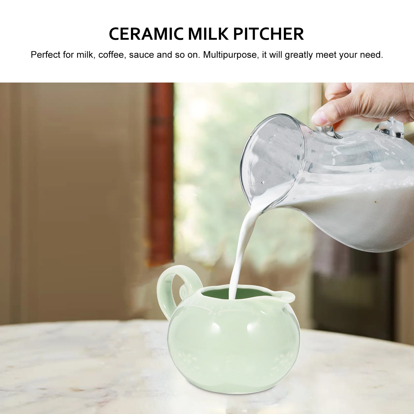 

Ceramic Creamer Container Soothing Color Ideal for Coffee and Syrup Dispensing Ceramic Milk Pitcher Syrup Pitcher Liquid Creamer