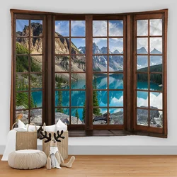 3D window scenery decoration tapestry hippie wall bohemian style decoration tapestry bedroom dormitory wall Tapestries