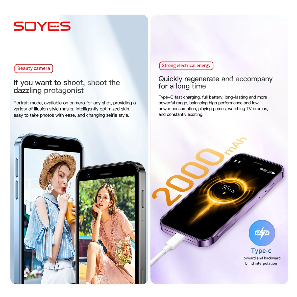 SOYES XS16 Mini Pocket Smartphone! 3-inch screen, compact and lightweight, dual SIM 4G, 2+16/3+64 backup/lightweight preferred!